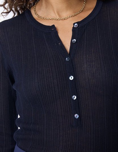Recycled Silk Ribbed Henley