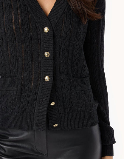 Wool Silk Cable Cardigan