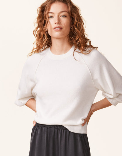 cashmere puff sleeve sweater