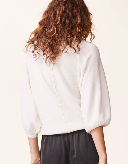 cashmere puff sleeve sweater