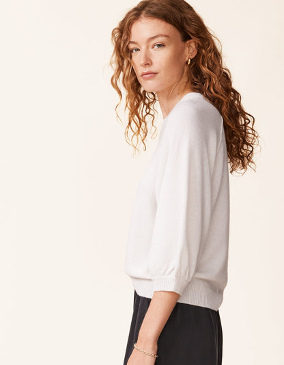 cashmere puff sleeve sweater