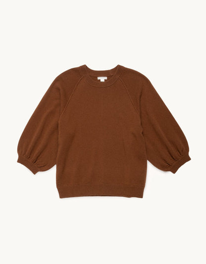 cashmere puff sleeve sweater