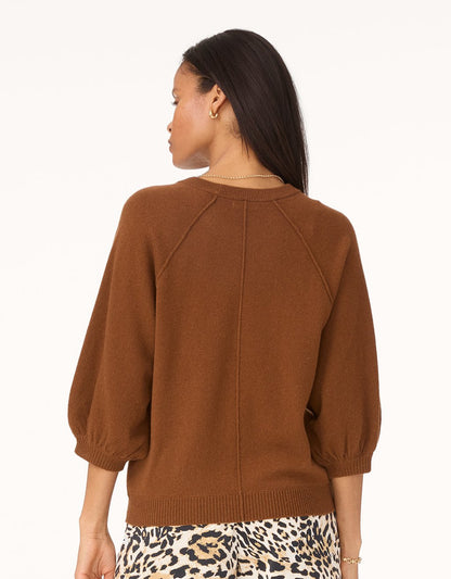 cashmere puff sleeve sweater