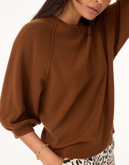 cashmere puff sleeve sweater
