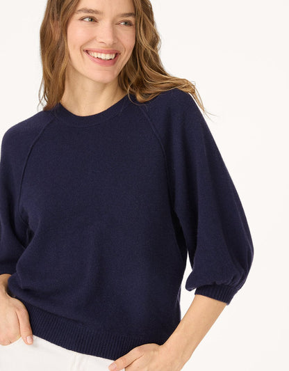 cashmere puff sleeve sweater