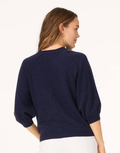 cashmere puff sleeve sweater