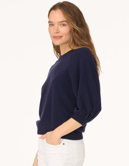 cashmere puff sleeve sweater