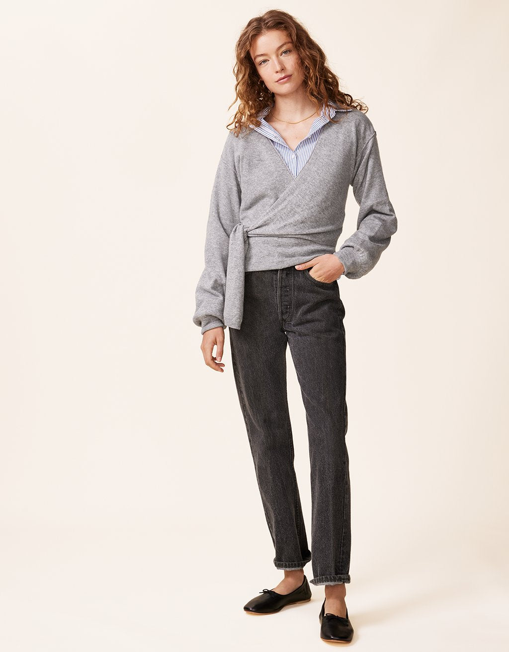 cashmere tie waist sweater