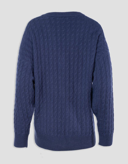 cashmere cable v neck pullover
