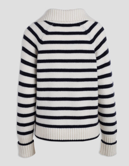 striped cashmere polo sweater