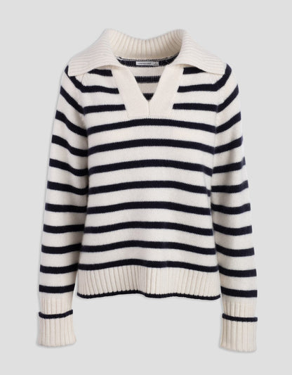 striped cashmere polo sweater