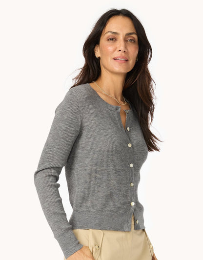Everyday-Weight Ribbed Cashmere Cardigan