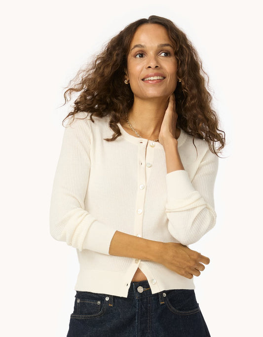 Everyday-Weight Ribbed Cashmere Cardigan