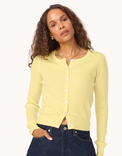 Everyday-Weight Ribbed Cashmere Cardigan