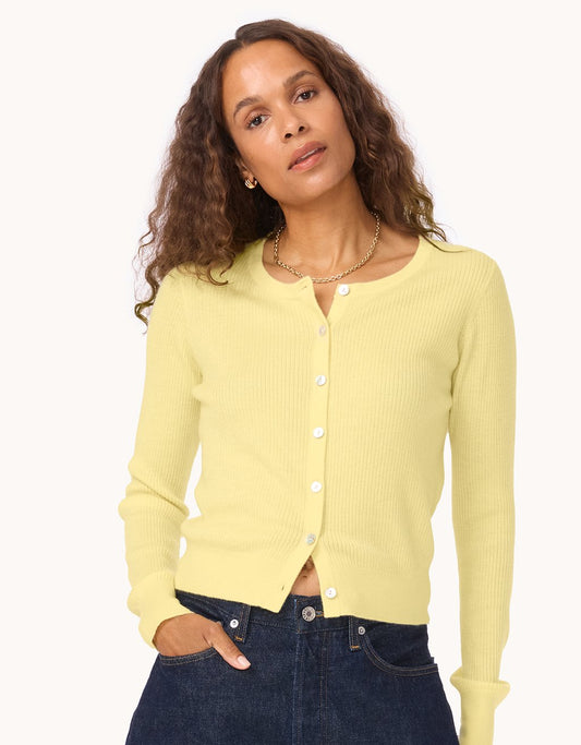 Everyday-Weight Ribbed Cashmere Cardigan