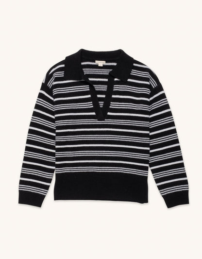 cashmere striped polo sweater