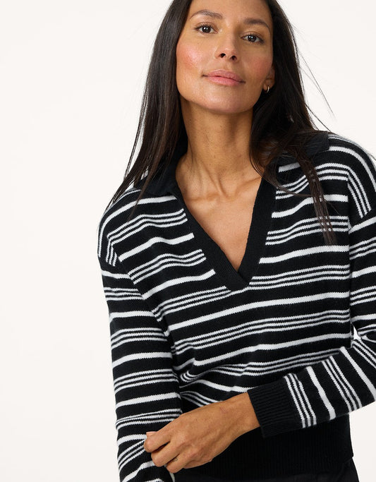 cashmere striped polo sweater