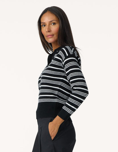 cashmere striped polo sweater