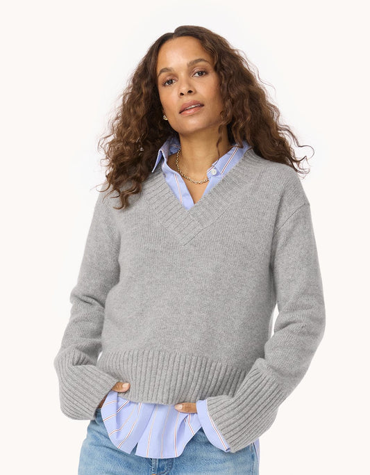 Winter-Weight Cashmere V-Neck Sweater