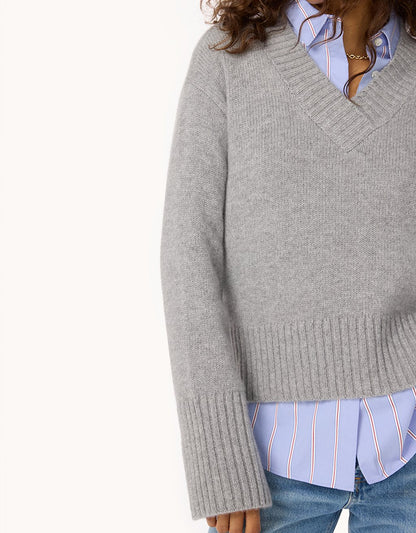 Winter-Weight Cashmere V-Neck Sweater