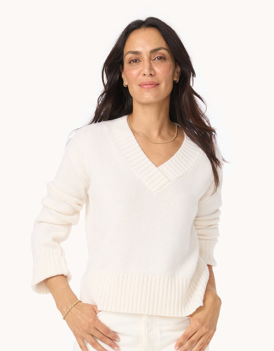 Winter-Weight Cashmere V-Neck Sweater