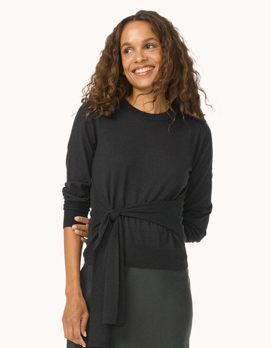 Whisper-Weight Cashmere Tie Waist Sweater