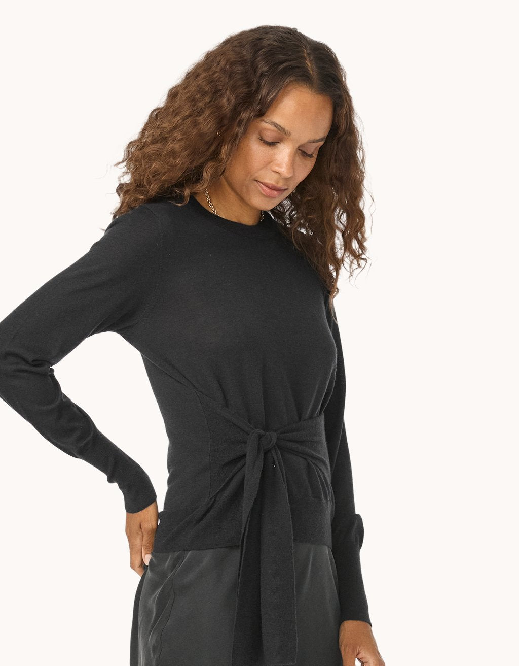 Whisper-Weight Cashmere Tie Waist Sweater