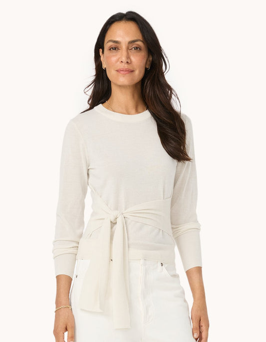 Whisper-Weight Cashmere Tie Waist Sweater