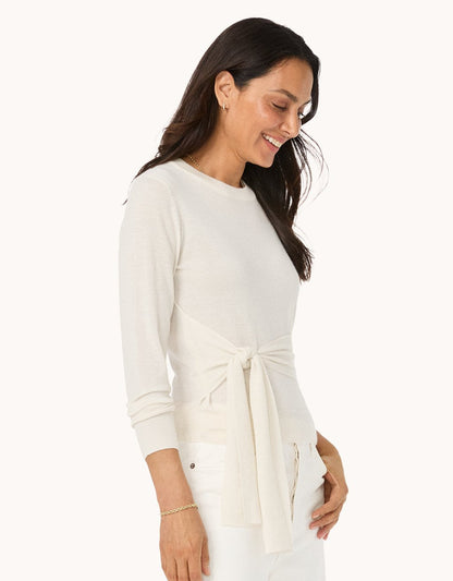 Whisper-Weight Cashmere Tie Waist Sweater