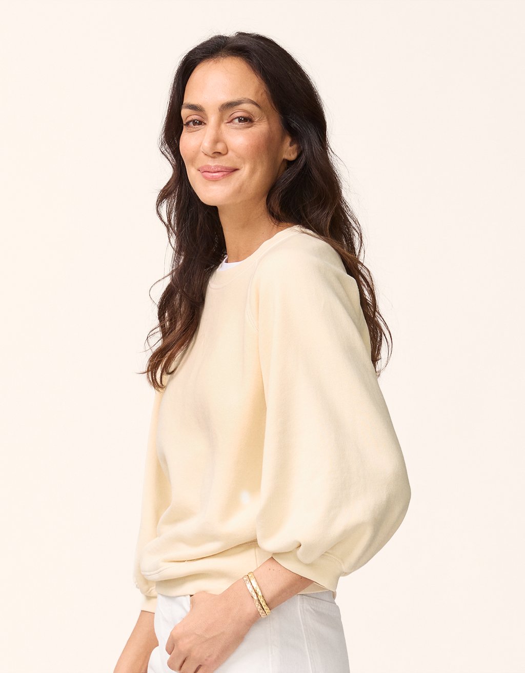 french terry puff sleeve sweatshirt