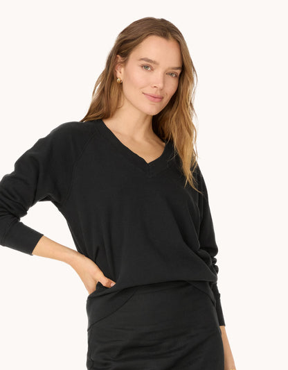 french terry v-neck sweatshirt