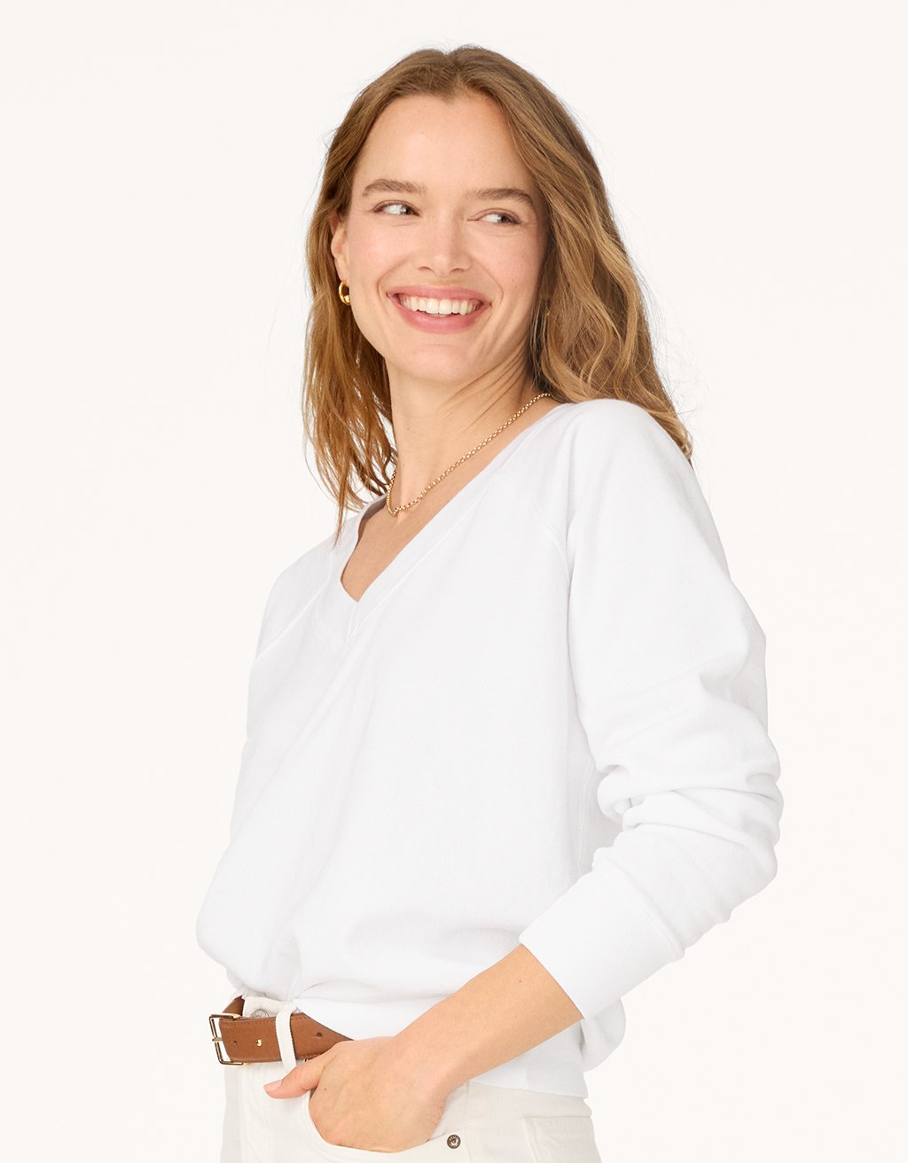 french terry v-neck sweatshirt