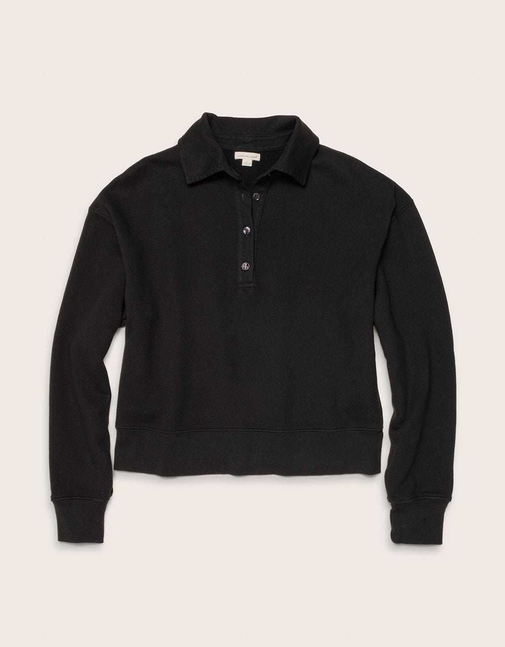 French Terry Button Polo Sweatshirt