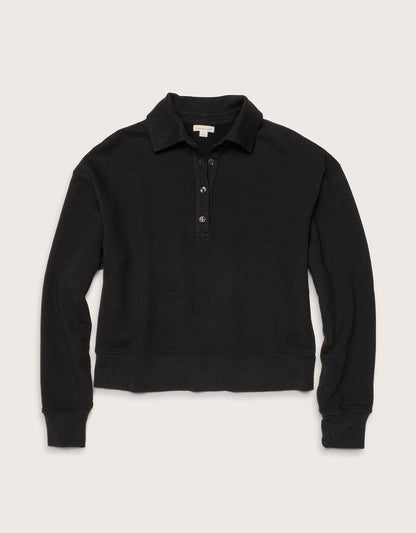 French Terry Button Polo Sweatshirt