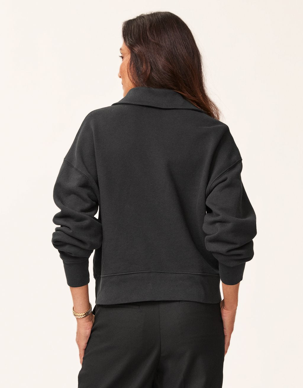 French Terry Button Polo Sweatshirt