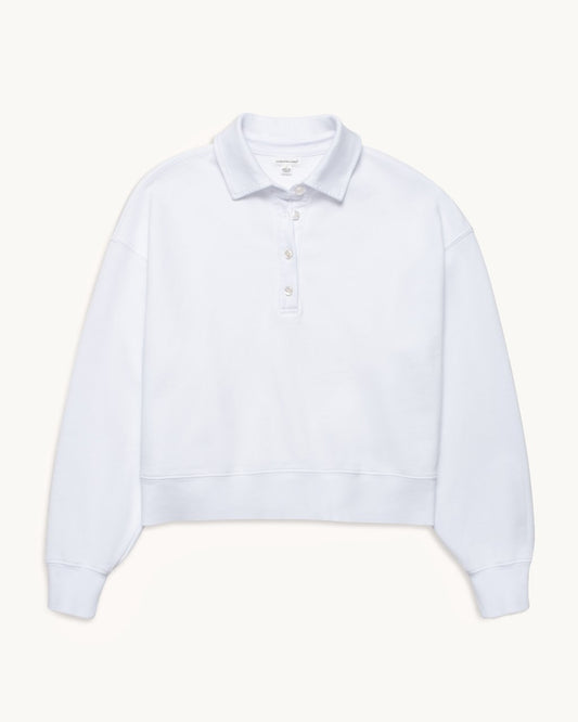 French Terry Button Polo Sweatshirt