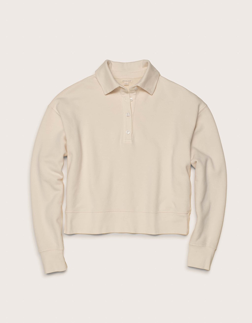 French Terry Button Polo Sweatshirt