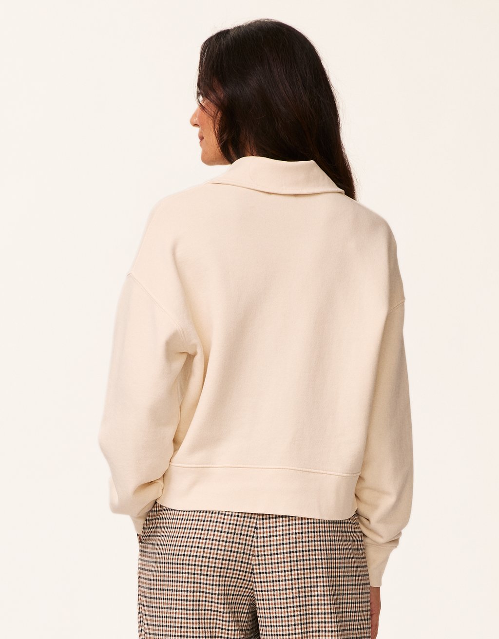 French Terry Button Polo Sweatshirt