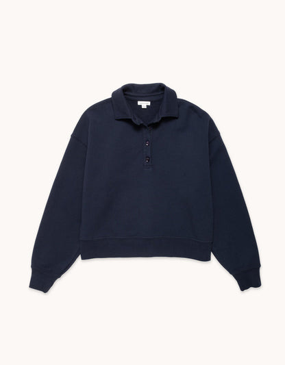 French Terry Button Polo Sweatshirt