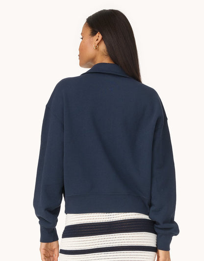French Terry Button Polo Sweatshirt