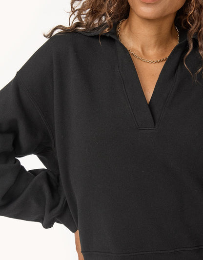 french terry polo sweatshirt