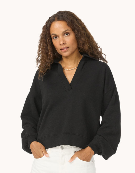 french terry polo sweatshirt