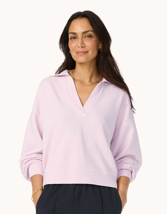 french terry polo sweatshirt