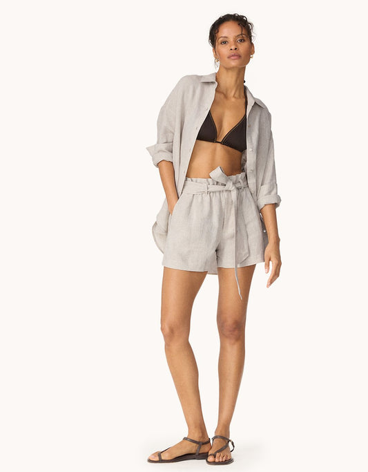 shimmer linen paperbag short