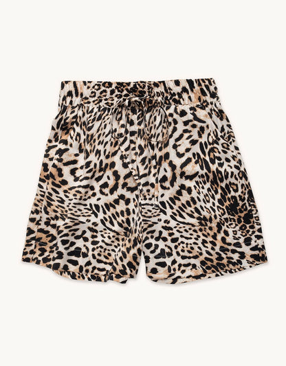 printed silk charmeuse wide leg short