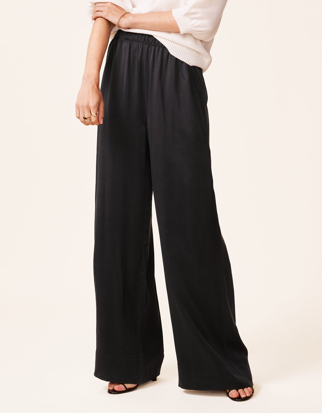 silk charmeuse wide leg pant
