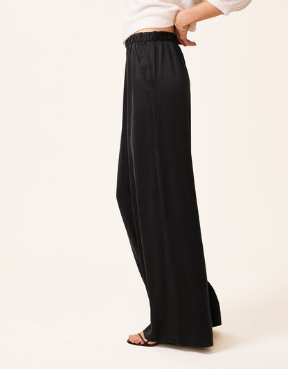 silk charmeuse wide leg pant