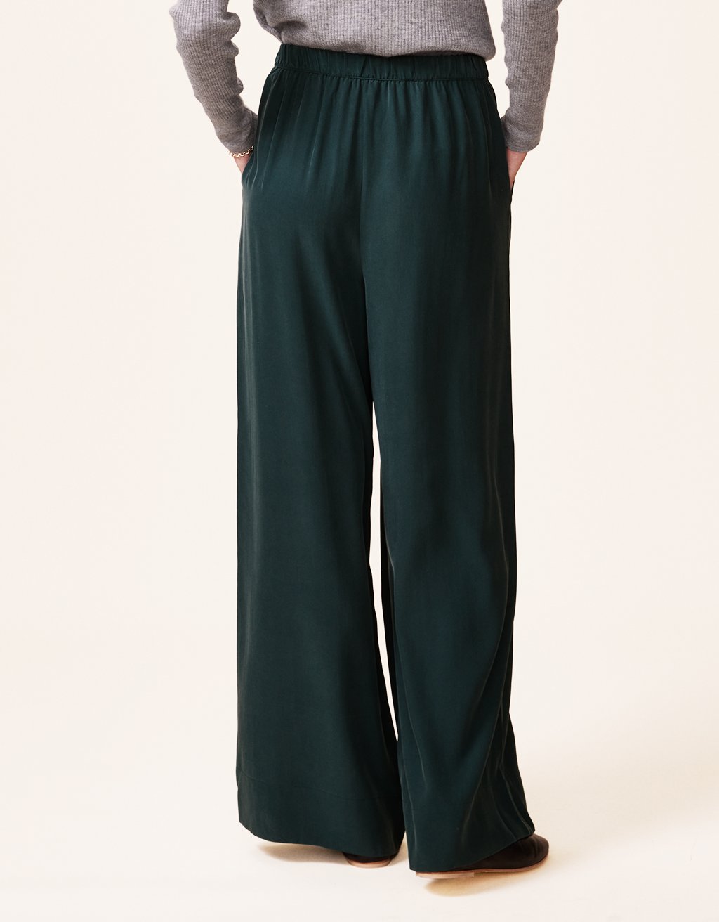 silk charmeuse wide leg pant
