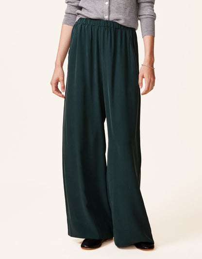 silk charmeuse wide leg pant