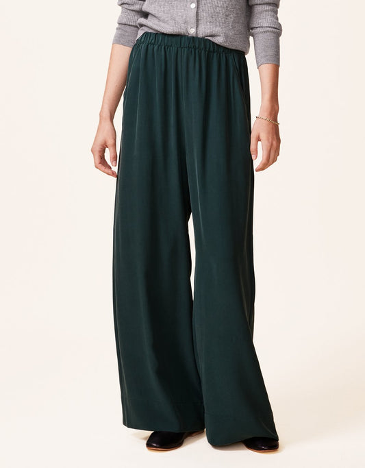 silk charmeuse wide leg pant